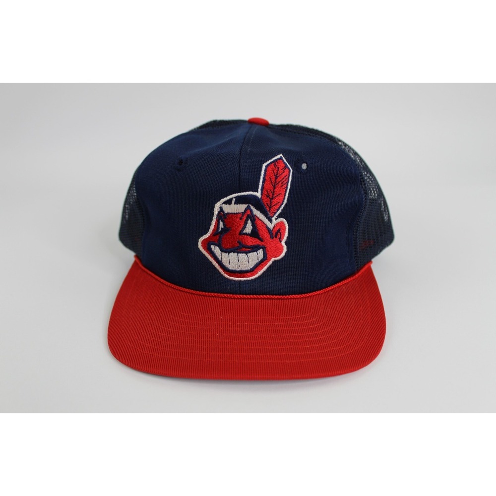 Vintage 1980s Cleavland Indians Baseball Cap Snap Back Hat one size fits all MLB